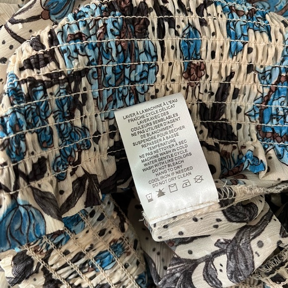 NWOT JOIE cream/blue floral smocked peasant blouse size XS new without tags - Picture 11 of 12